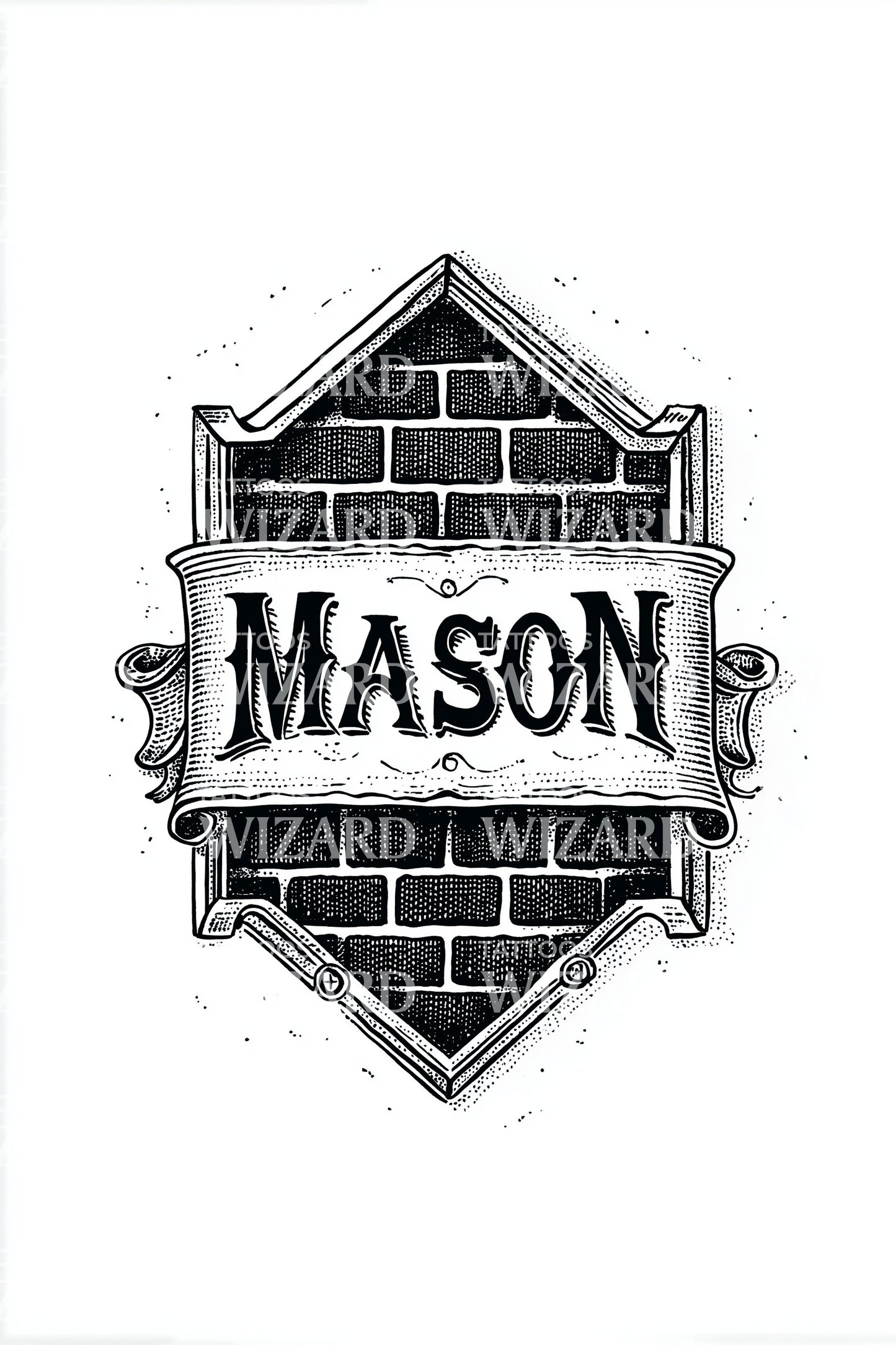 Mason Brick Shield Tattoo Design