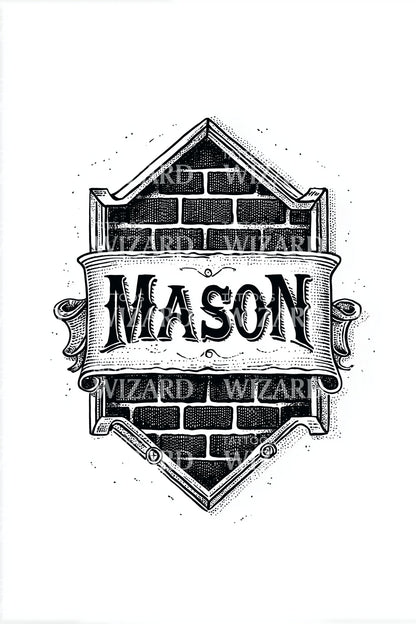Mason Brick Shield Tattoo Design