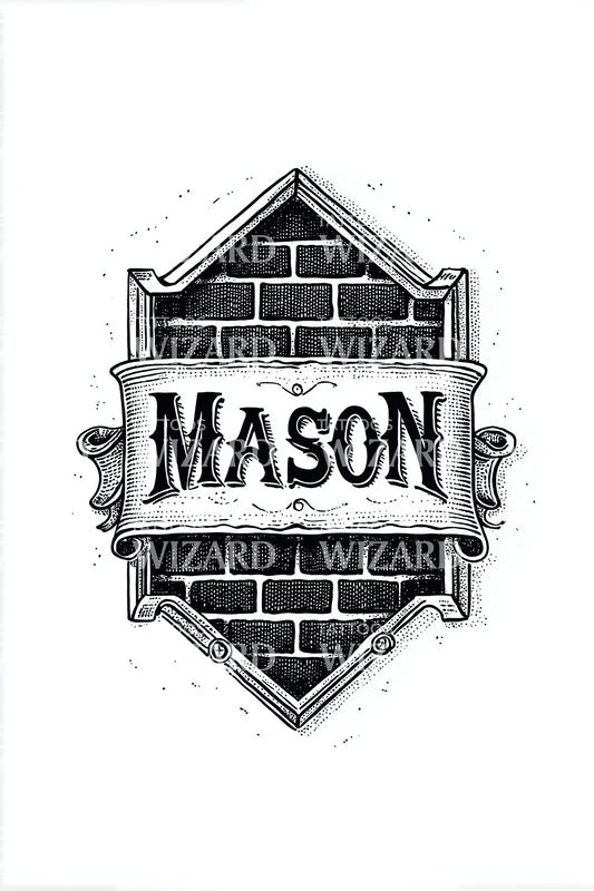 Mason Brick Shield Tattoo Design