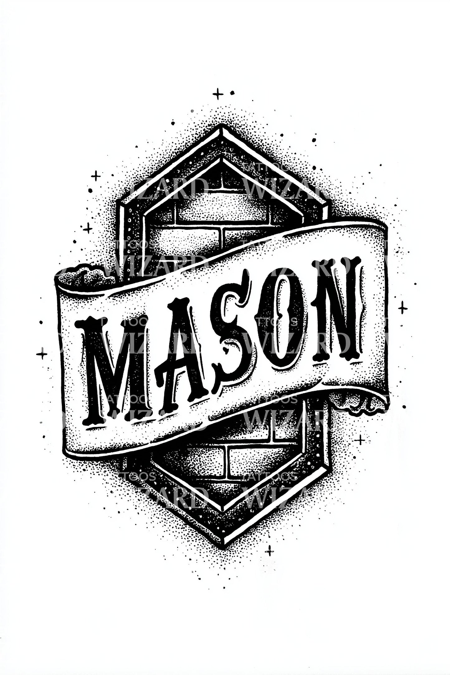 Mason Hex Badge Tattoo Design