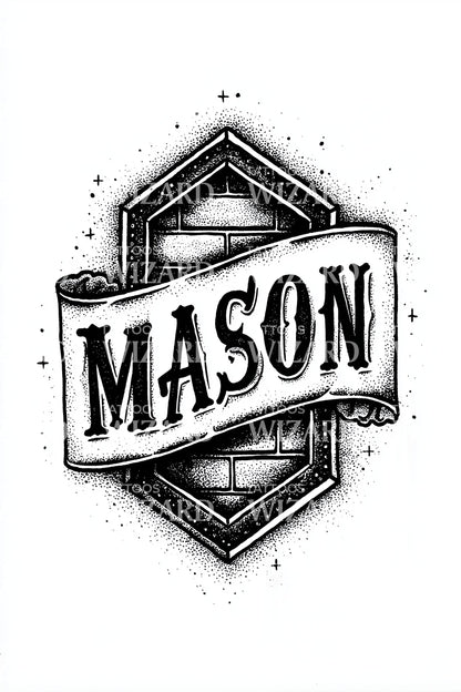 Mason Hex Badge Tattoo Design