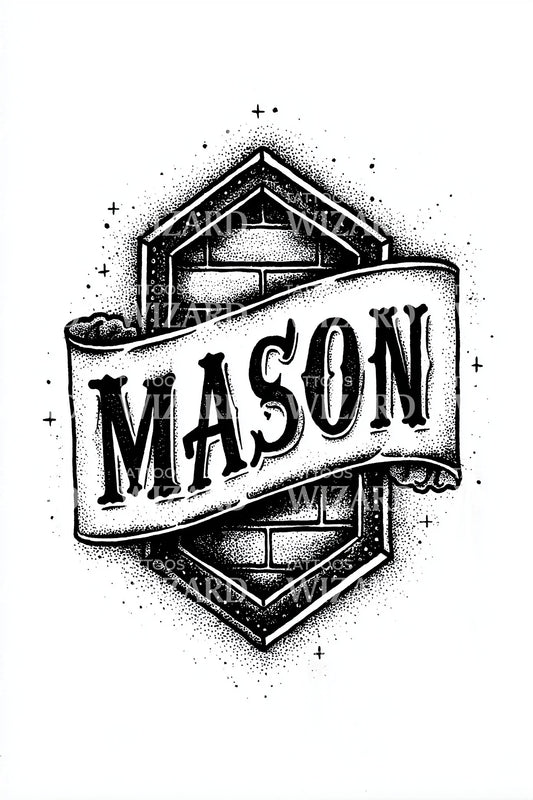 Mason Hex Badge Tattoo Design