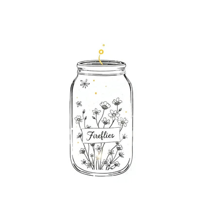 Mason Jar Fireflies Tattoo Design