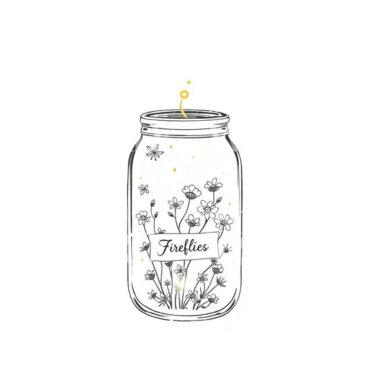 Mason Jar Fireflies Tattoo Design