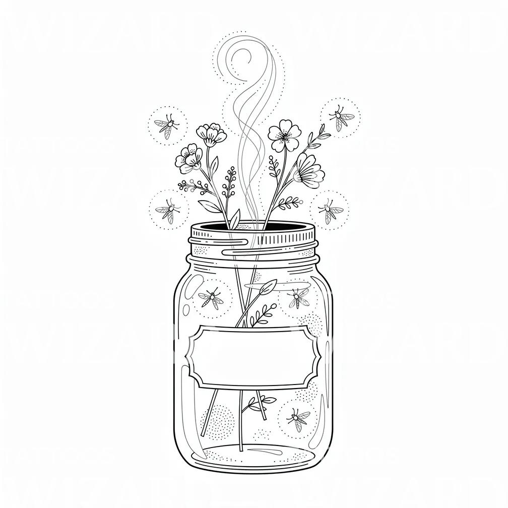Mason Jar Wildflowers Tattoo Design