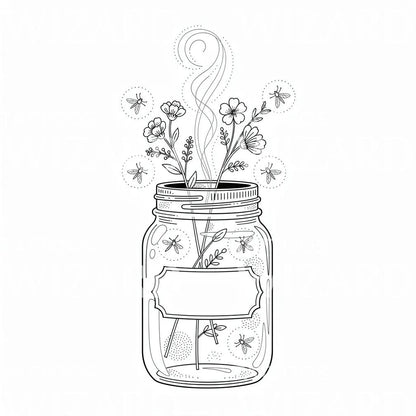 Mason Jar Wildflowers Tattoo Design