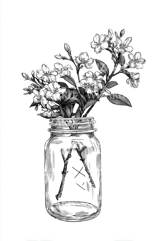Mason Jar Wildflowers Tattoo Idea
