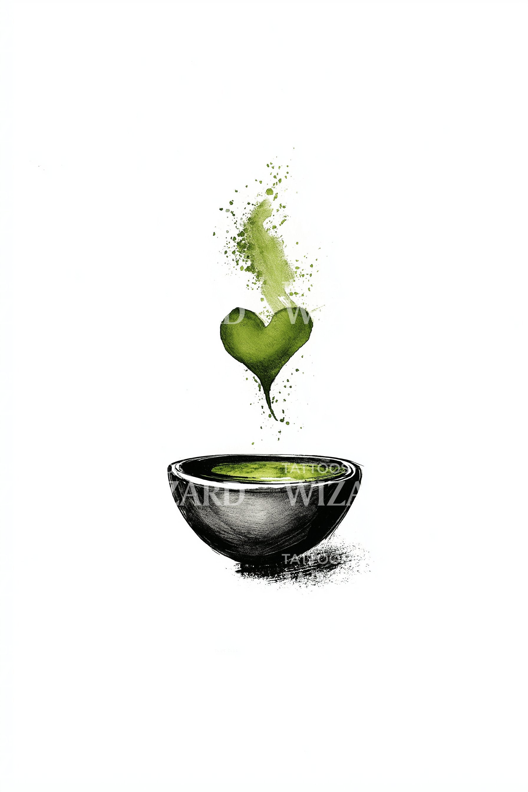 Matcha hjärta ånga tatuering design – Tattoos Wizard Designs