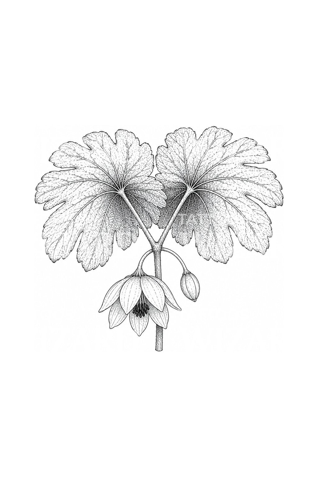 Mayapple-blader og skjult blomst tatoveringsdesign