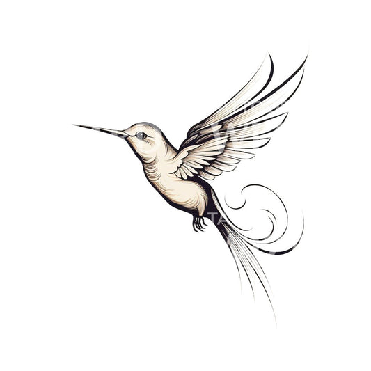 Conception de tatouage de colibri noir et gris