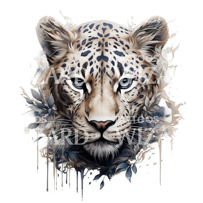 Watercolor Panther Portrait Tattoo Design