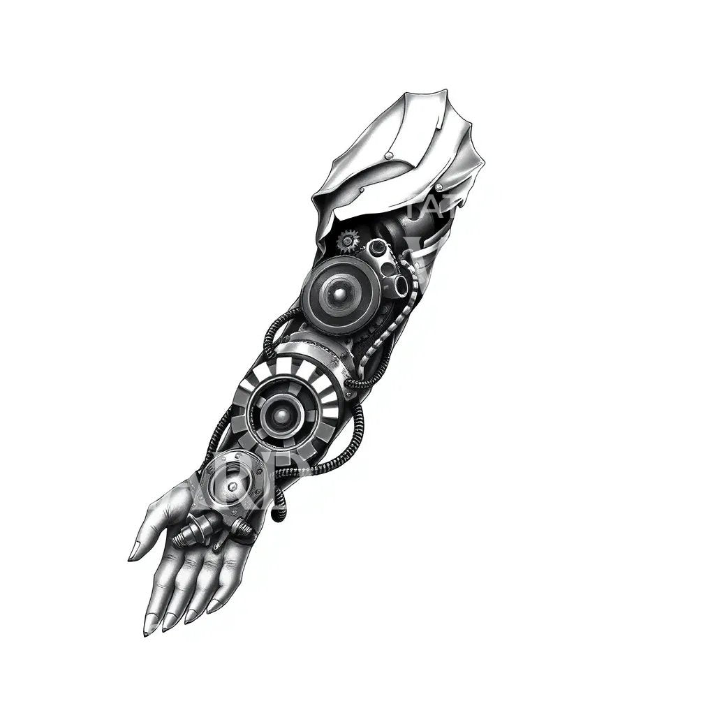 Mekanisk arm-sleeve tatoveringsdesign