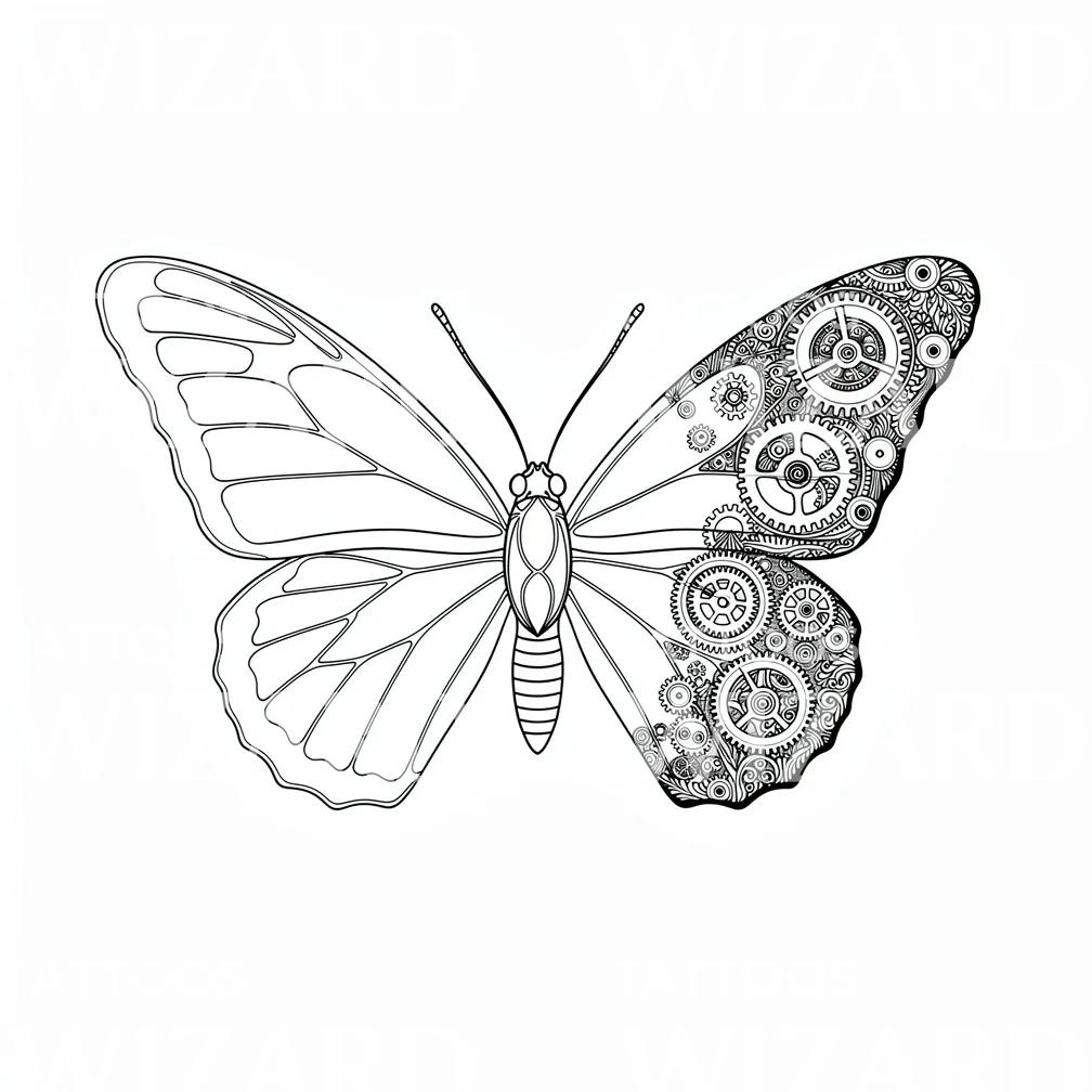 Mechanical Butterfly Tattoo Design