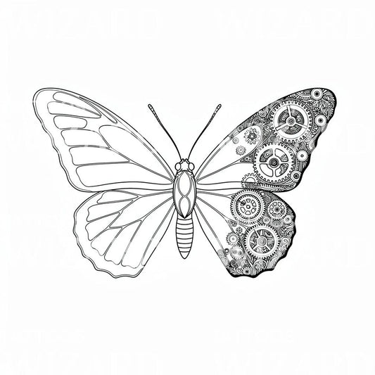 Mechanical Butterfly Tattoo Design