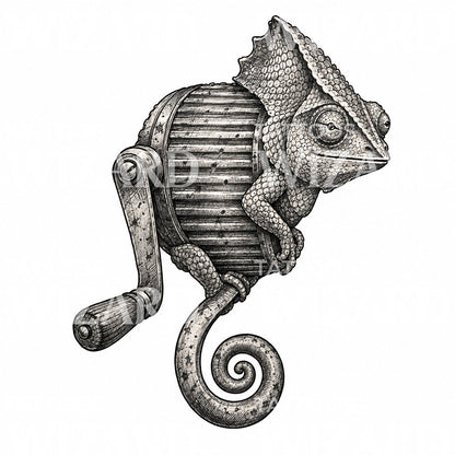 Mechanische Chamäleon-Tattoo-Illustration