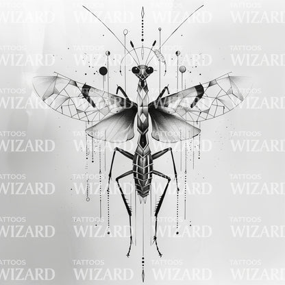 Mechanical DMT Praying Mantis Tattoo Concept