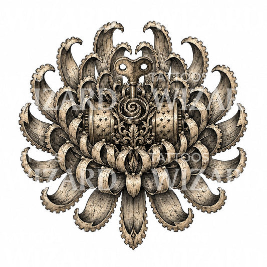 Tatueringsdesign med mekanisk lotusblomma
