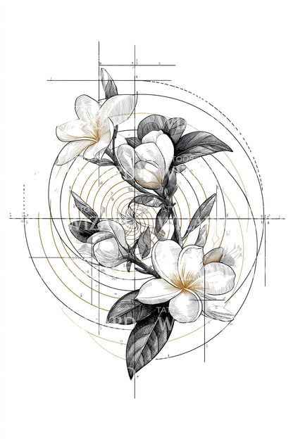 Mekanisk Magnolia Sfär Tatuering Design