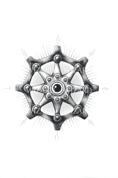 Mechanical Mandala Orb Tattoo Design