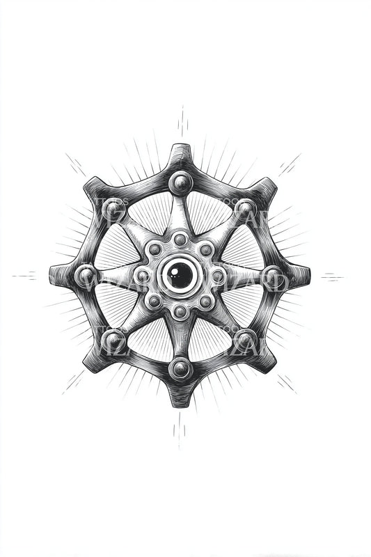 Mechanical Mandala Orb Tattoo Design