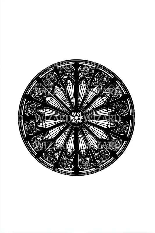 Medieval Rosette Mandala Tattoo Design