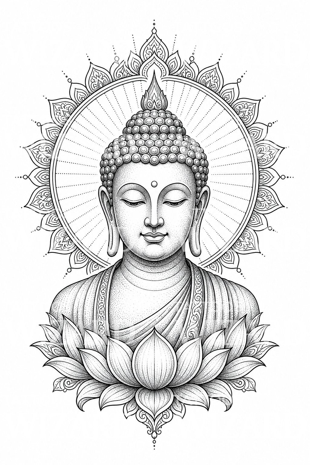 Meditating Buddha Tattoo Design