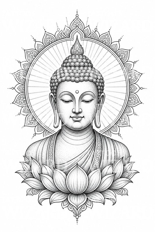 Design per tatuaggio Buddha in meditazione