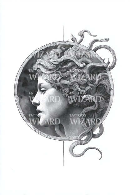 Design del tatuaggio ritratto cammeo di Medusa