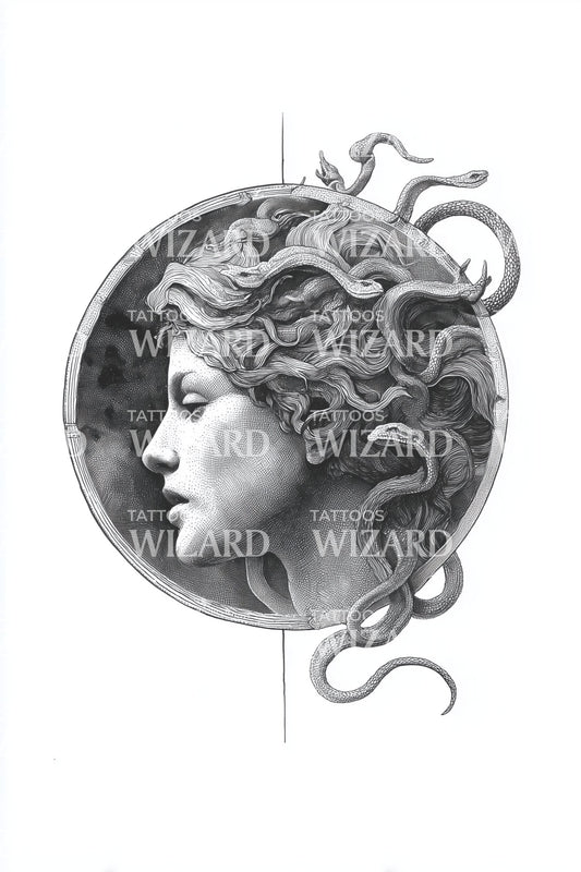 Design del tatuaggio ritratto cammeo di Medusa