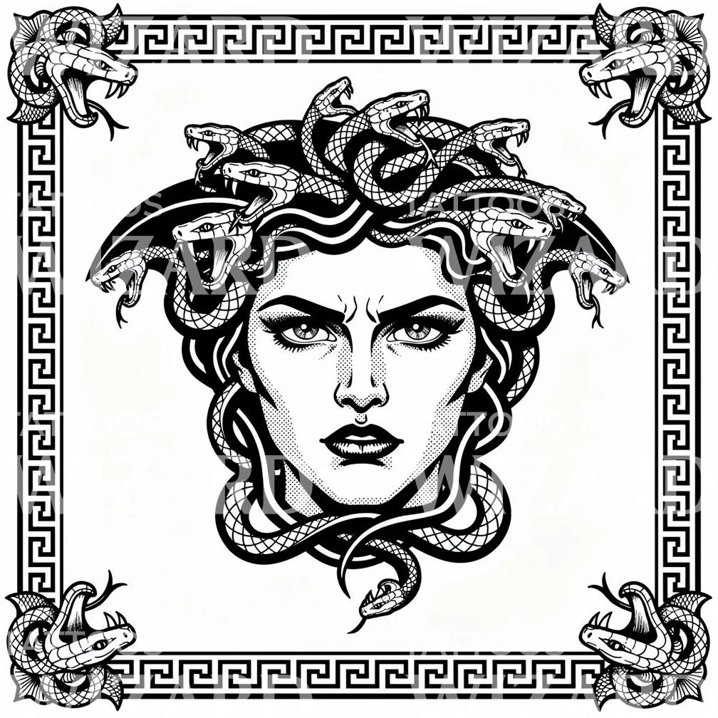 Medusa Gorgon-hoved Tattoo-Design