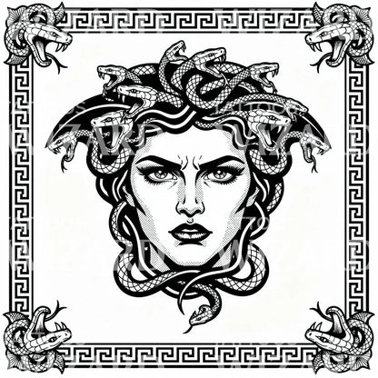 Medusa Gorgon-hoved Tattoo-Design