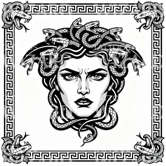 Medusa Gorgon Head Tattoo Design
