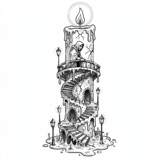 Diseño de Tatuaje Torre de Vela Derretida