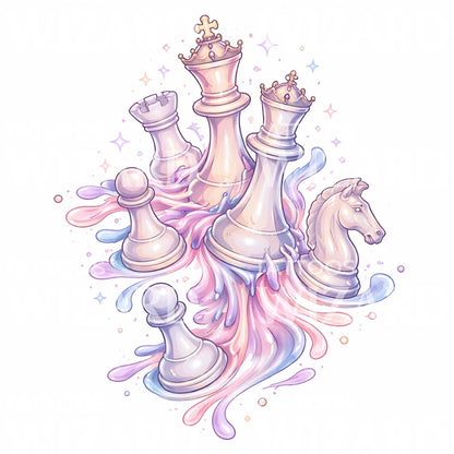 Melting Chess Pieces Tattoo Design
