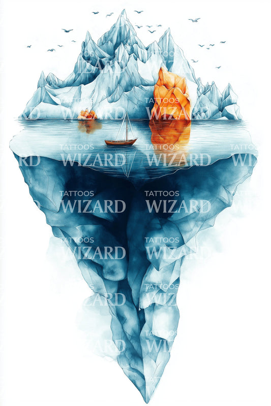 Melting Iceberg Ocean Tattoo Design