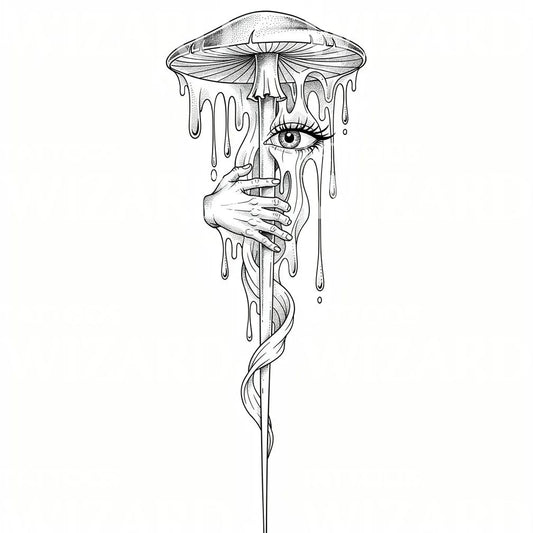 Melting Mushroom Eye Tattoo Design