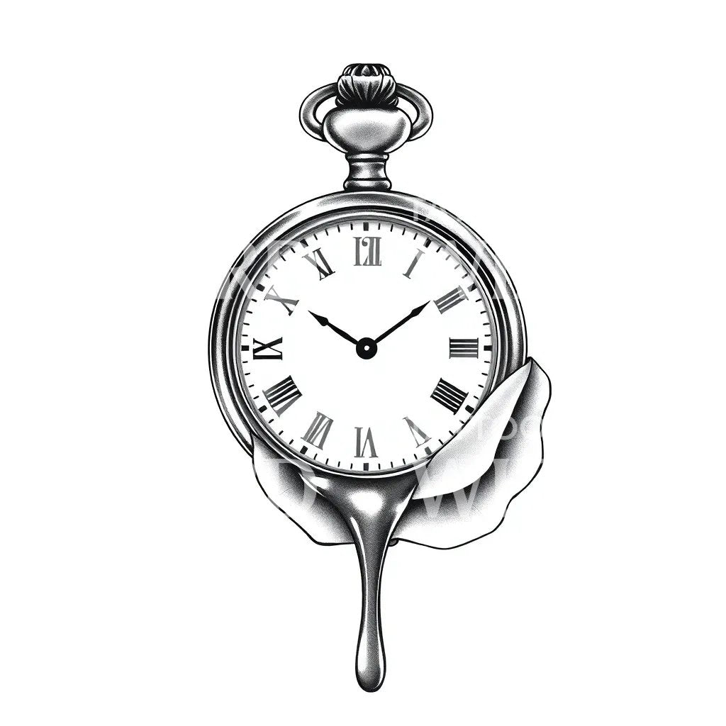 Melting Pocket Watch Tattoo Design