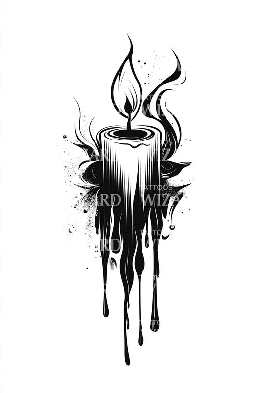 Ilustração de Tatuagem de Vela de Cera Derretida