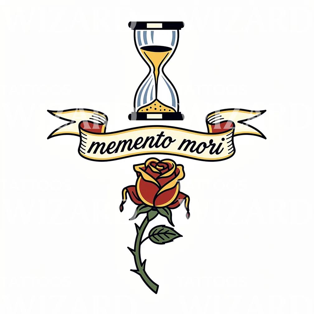 Memento Mori Timeglas Tattoo Design
