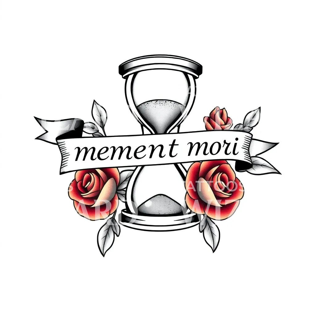 Memento Mori Hourglass Tattoo Design
