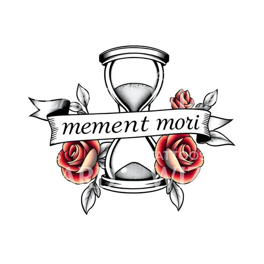 Memento Mori Hourglass Tattoo Design