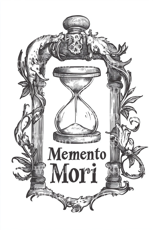 Memento Mori Hourglass Tattoo Design