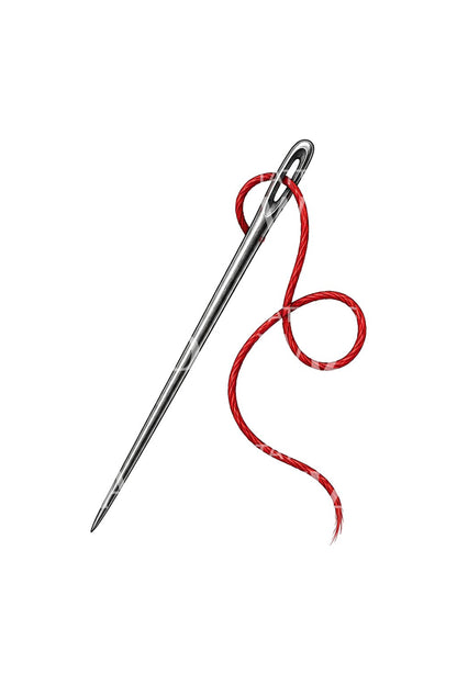 Mending Needle and Scarlet Thread Micro Tattoo Idea