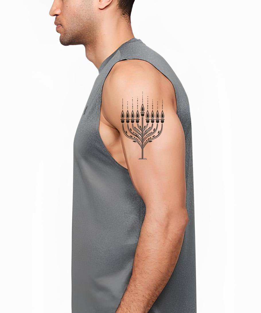 Dripping Menorah Candles Tattoo Design