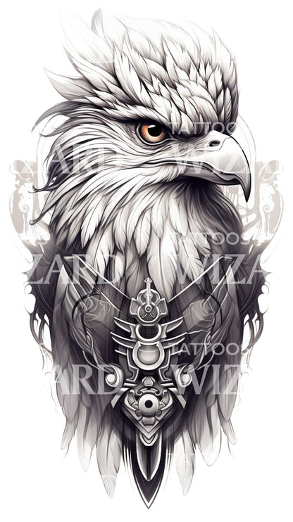 Intense Eagle Black and Grey Tattoo Design