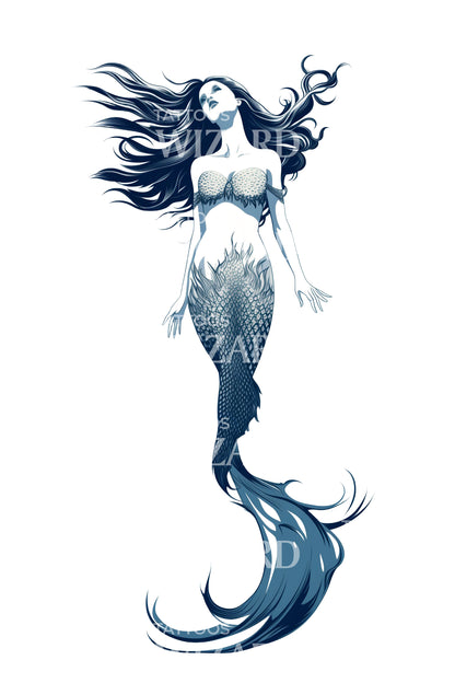 Mermaid Longing for Freedom Tattoo Design