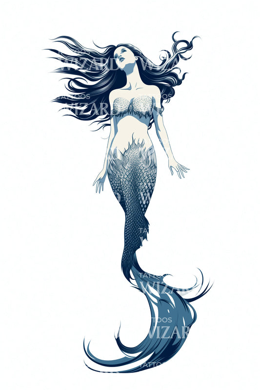 Mermaid Longing for Freedom Tattoo Design