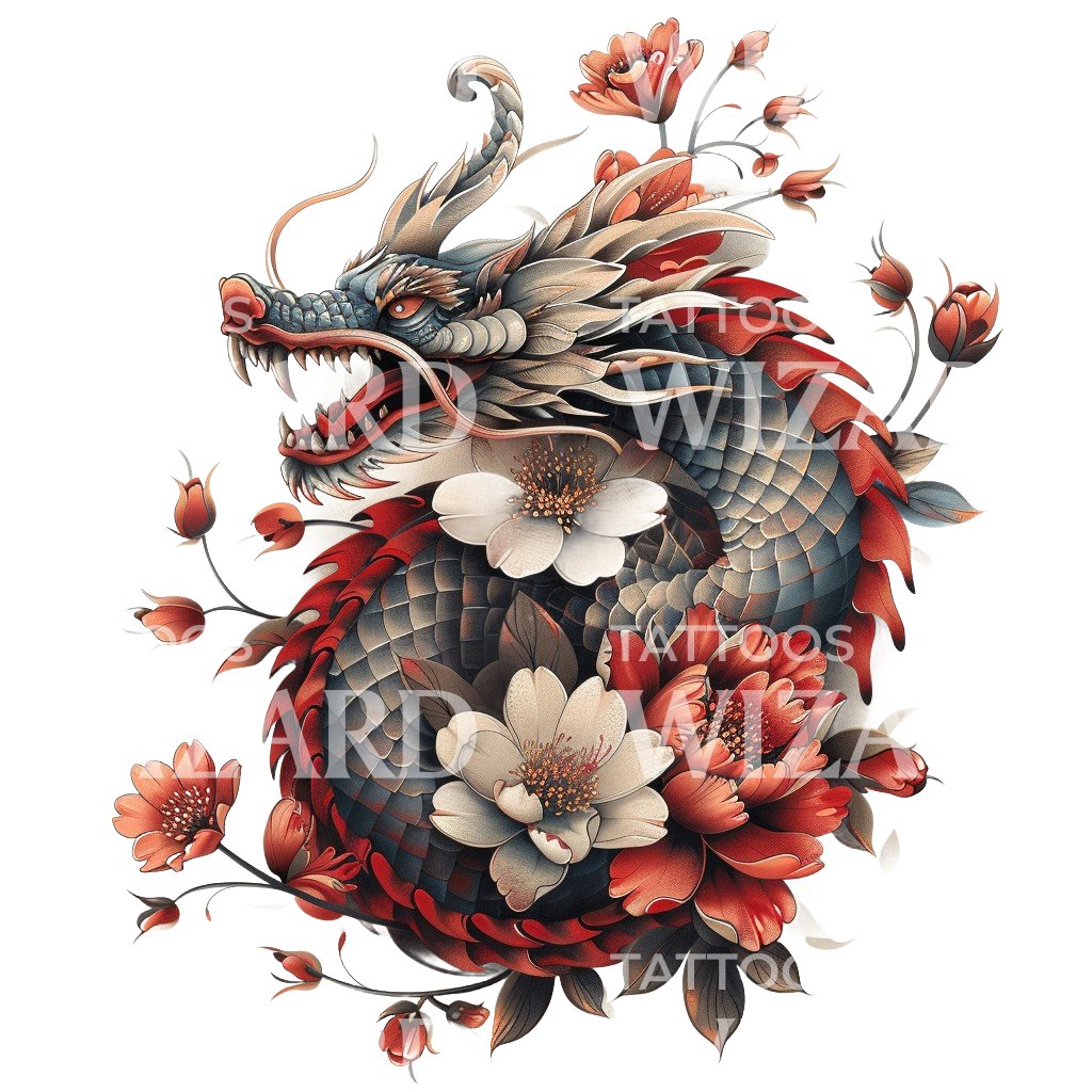 Conception fascinante de tatouage de dragon japonais