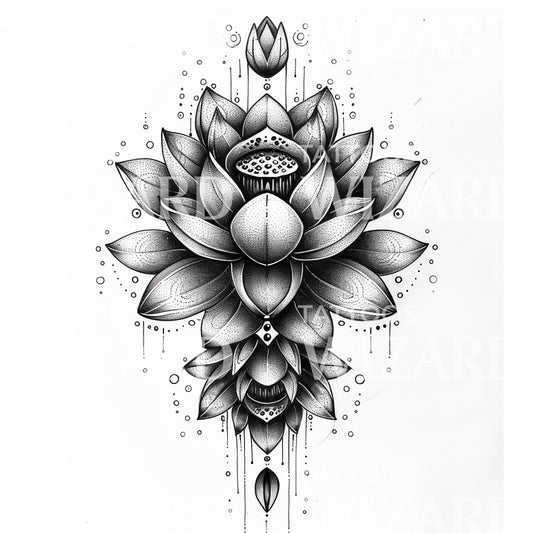Mesmerizing Lotus Flowers Tattoo Design