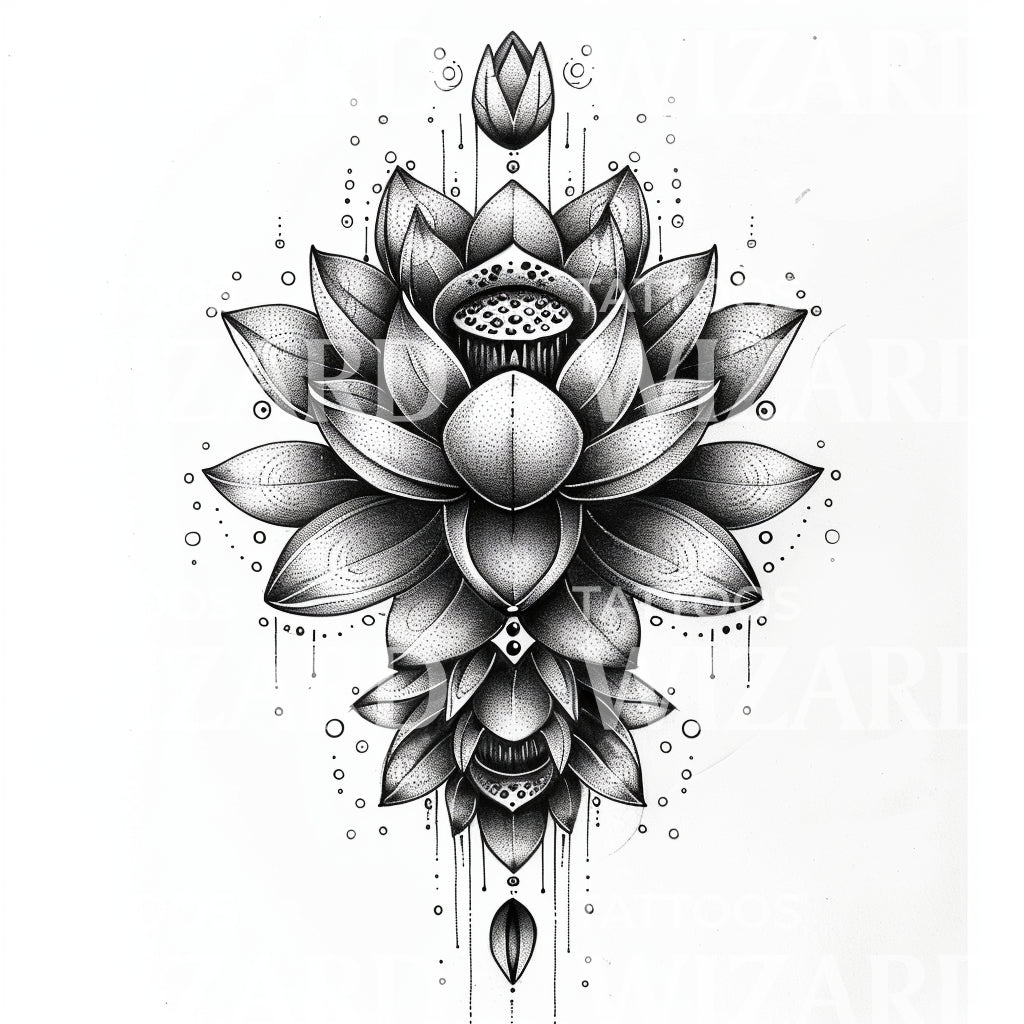 Faszinierendes Lotusblumen-Tattoo-Design